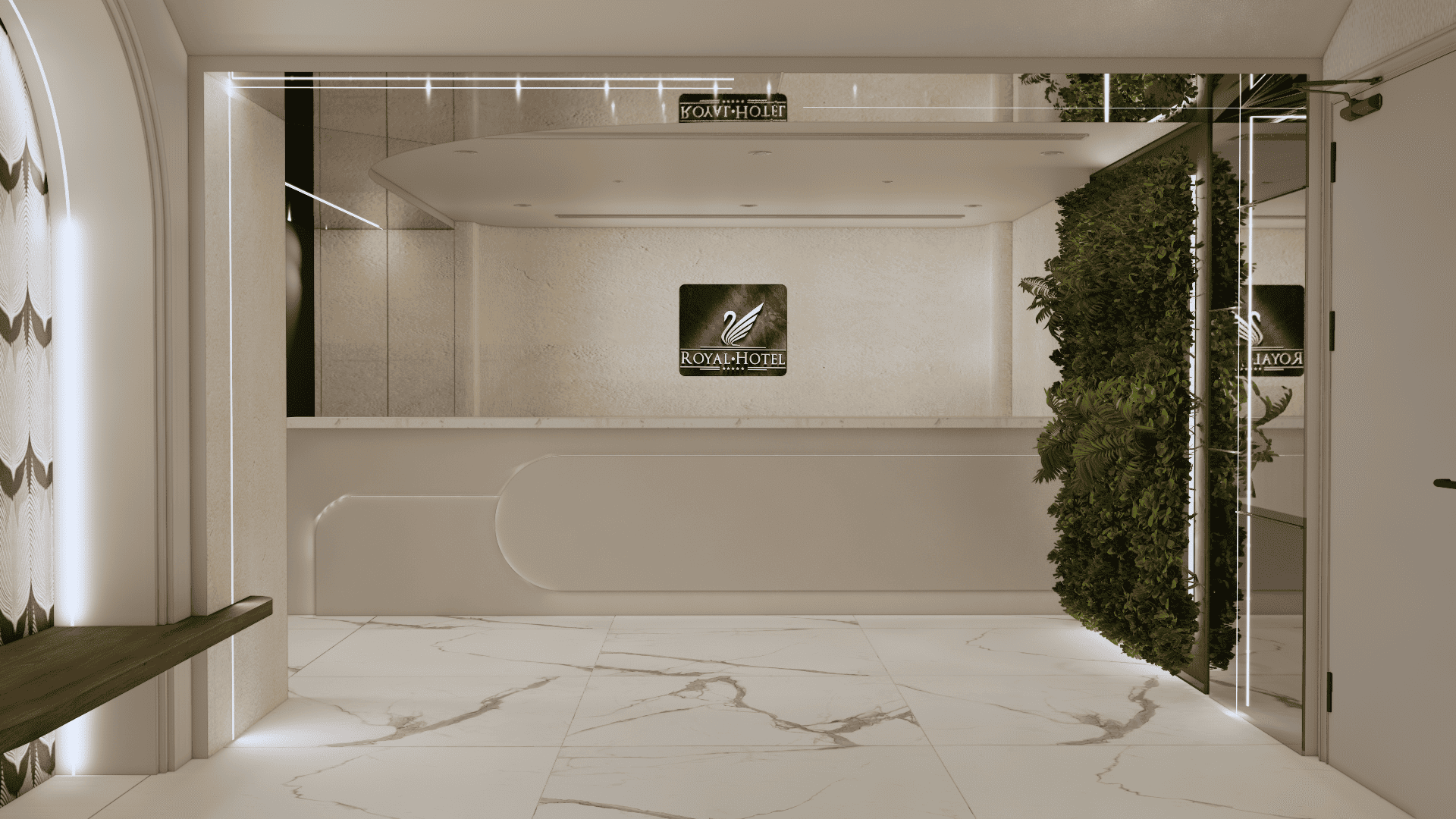 醫美診所前台正視角渲染圖