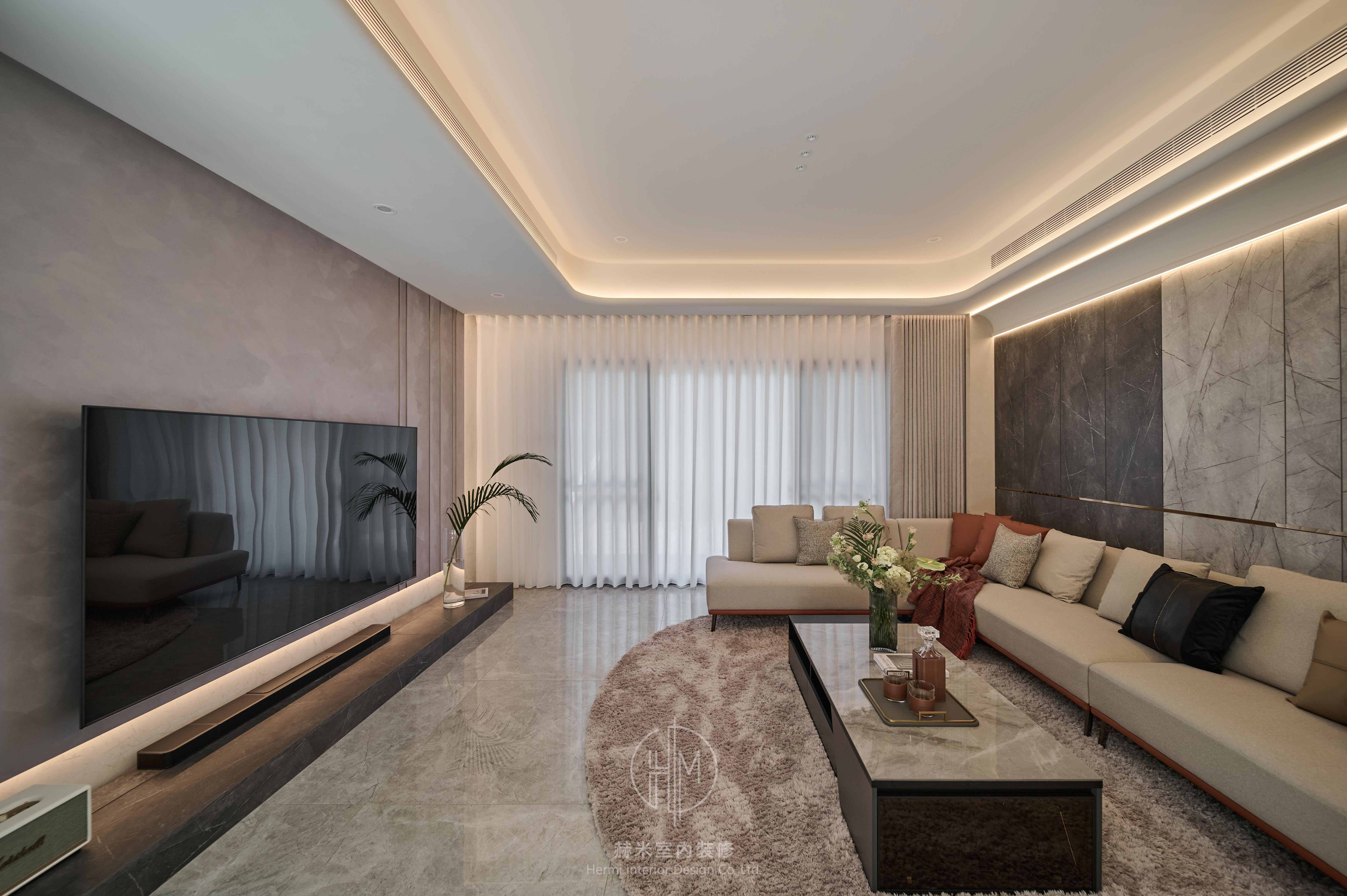 客廳大氣弧線天花